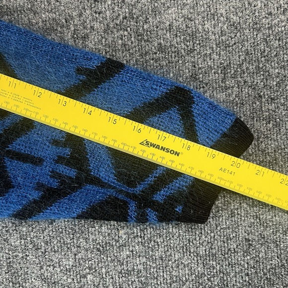 Vintage 90s B Max Mohair Blend Hoodie Sweater Aztec Southwest Geometric India M - Picture 8 of 10